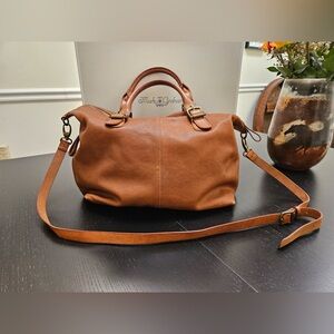 Mark & Graham Tan Slouchy, 100% Leather Handbag with Cross Body Strap